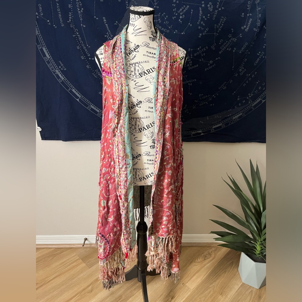 Boho Reversible Sleeveless Kimono Vest - Picture 3 of 6